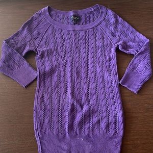 American Eagle Womens 3/4 Sleeve Cable Knit Sweater Purple Medium